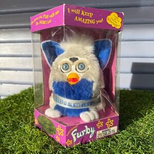 Electronic Furby Millennium Edition Special Platinum White Blue Talking Toy 2000